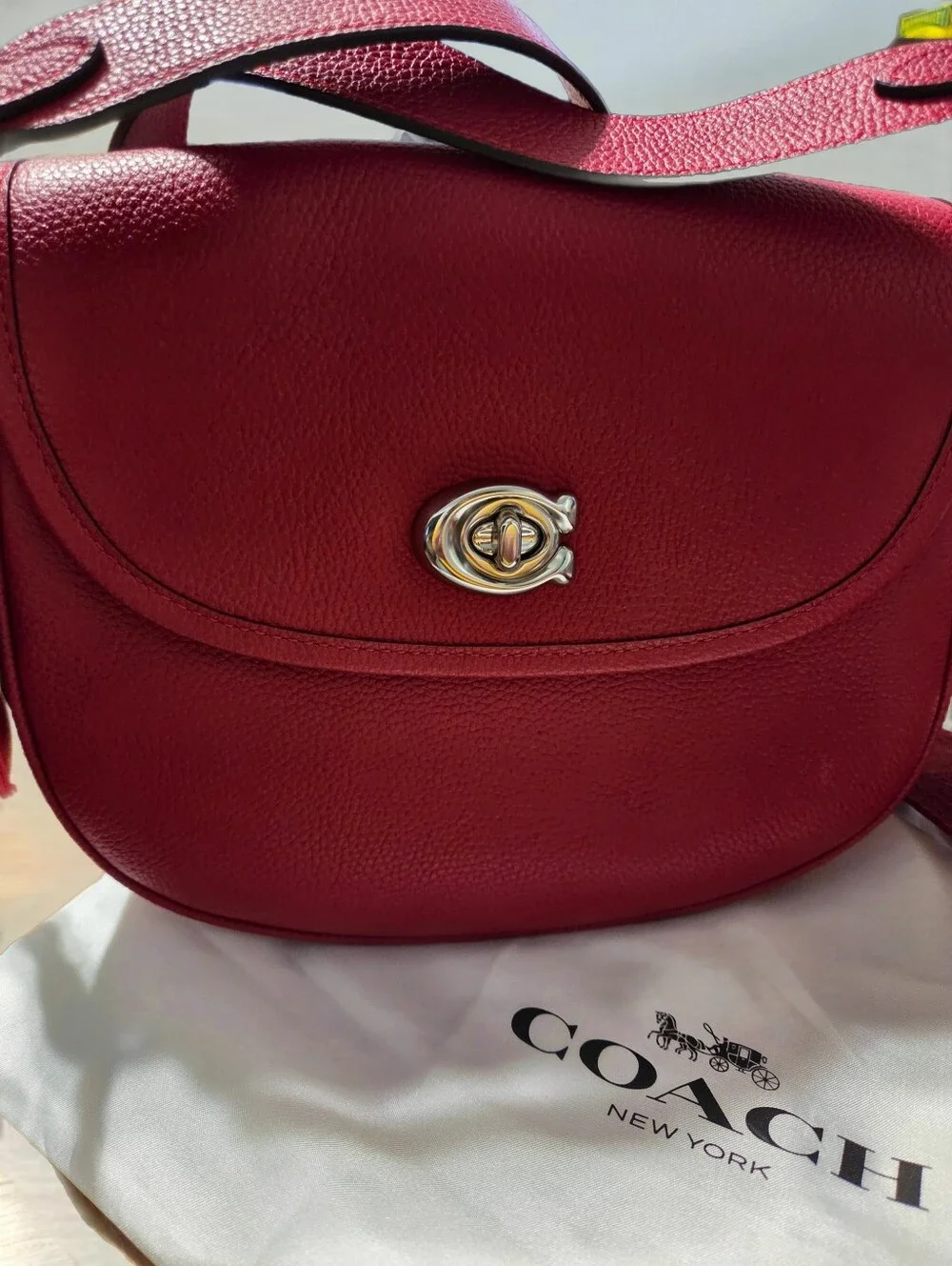 Coach Red Pebbled Leather Willow Saddlebag